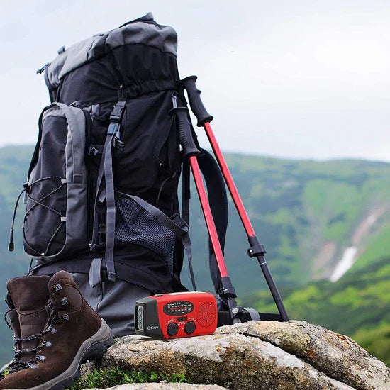 Lisslune | Emergency Solar Radio with Crank – Portable Dynamo Radio with Power Bank & LED Flashlight