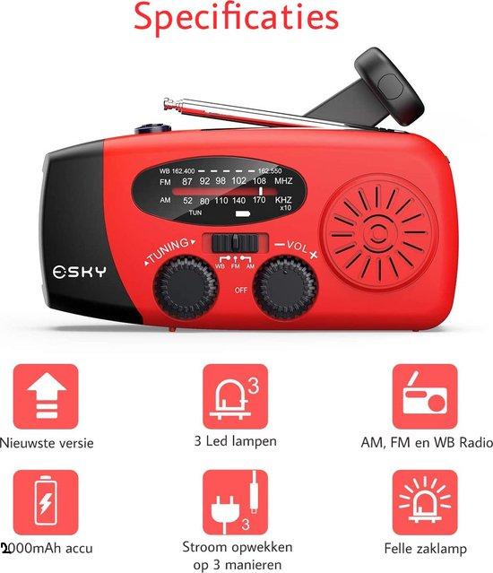 Lisslune | Emergency Solar Radio with Crank – Portable Dynamo Radio with Power Bank & LED Flashlight