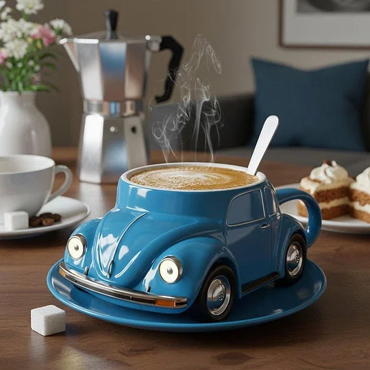 Lisslune | RetroCar Ceramic Coffee Mug – Unique 3D Design for Coffee & Tea