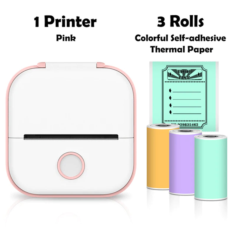 Lisslune | T02 Portable Mini Wireless Thermal Pocket Printer Self-Adhesive Stickers Used for DIY, Journal Stickers Portable Printer