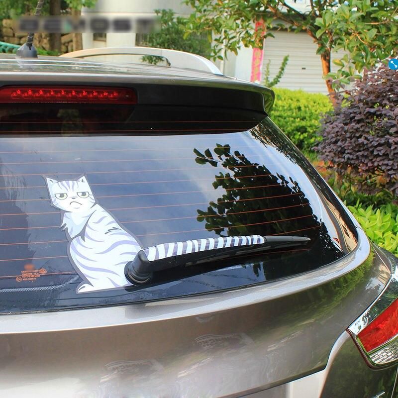 Lisslune | Reflective Cartoon Cat Car Stickers with Moving Tail