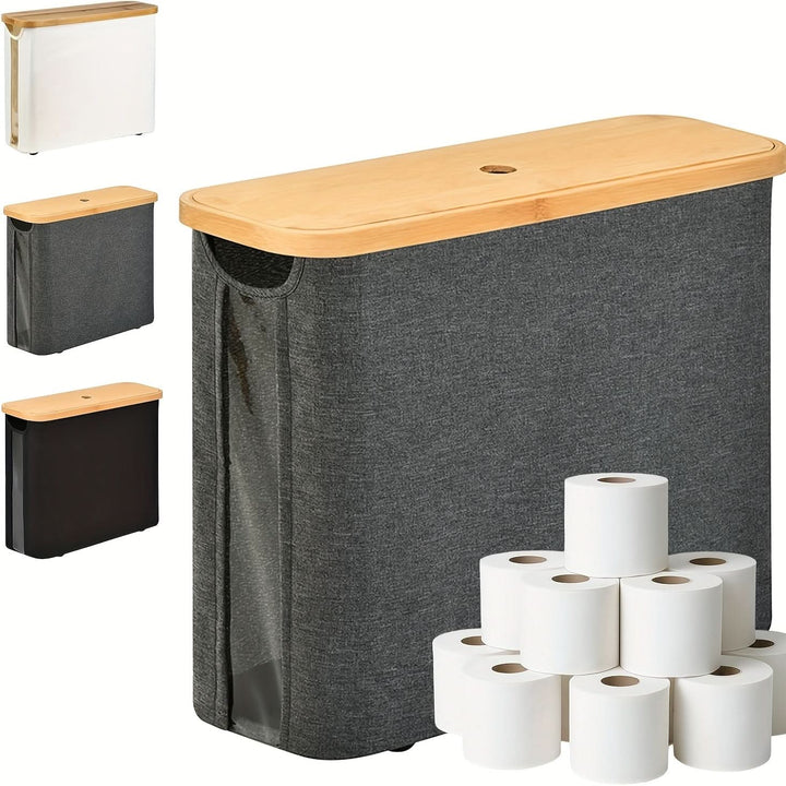 Lisslune | Toilet Paper Holder with Lid Storage Basket for 12 Rolls