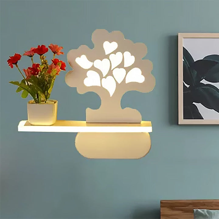 Skørter | Modern beautiful tree wall lamp with shelf acrylic wall light in white for child's room