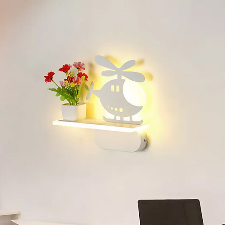 Skørter | Modern white wall lamp with shelf Acrylic wall light for office learning room