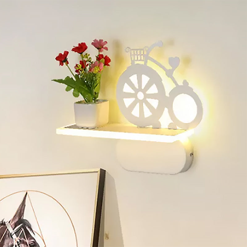 Skørter | Modern white wall lamp with shelf Acrylic wall light for office learning room