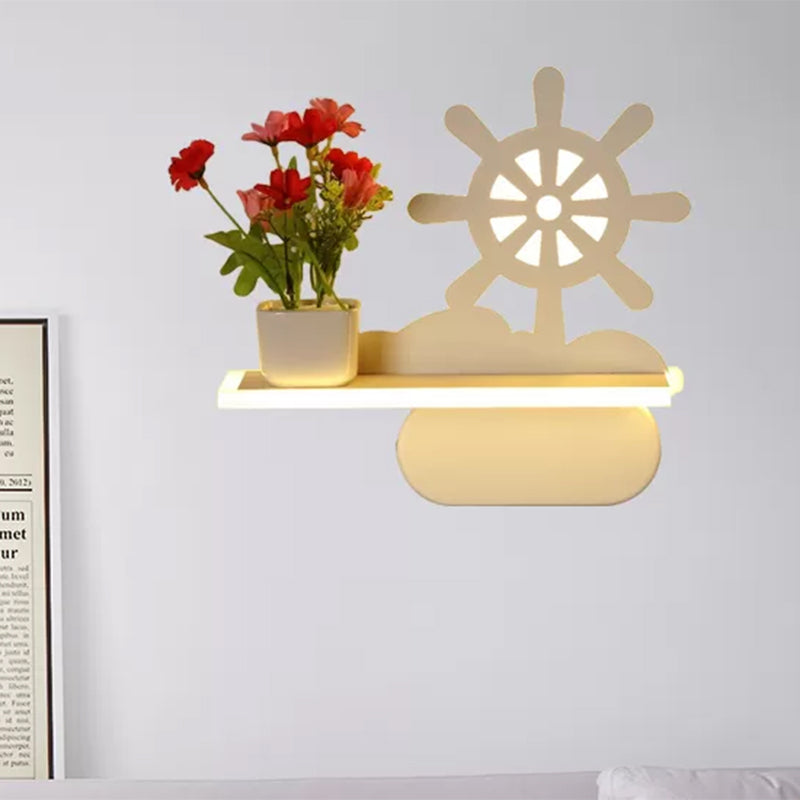 Skørter | Modern white wall lamp with shelf Acrylic wall light for office learning room