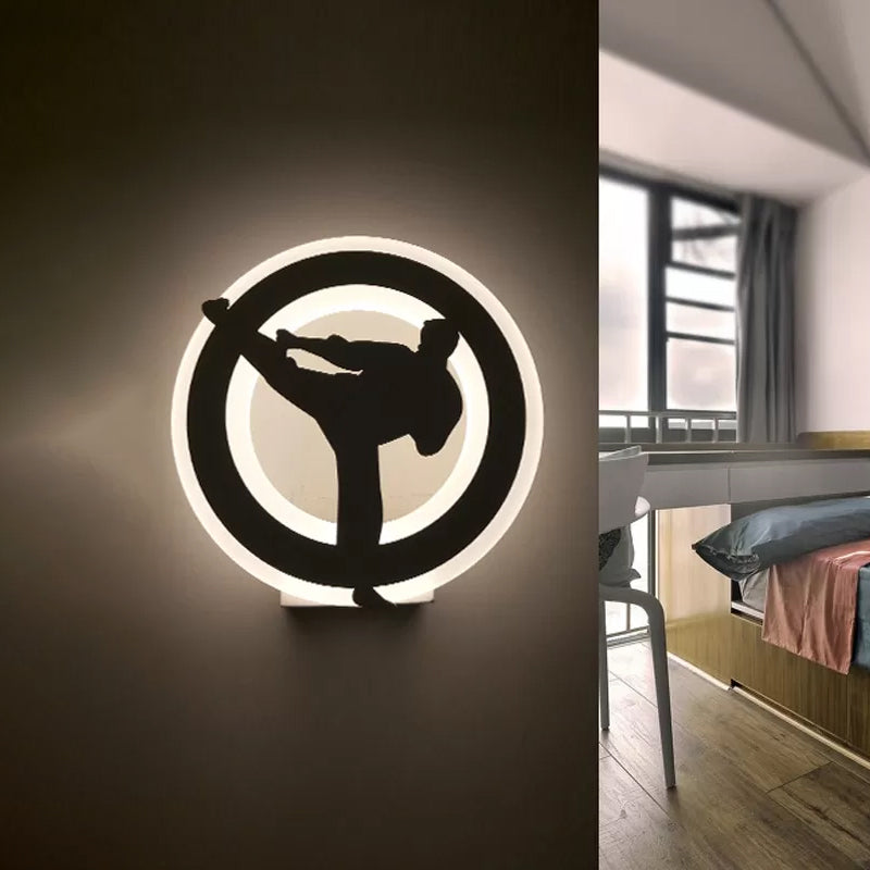 Skørter | Kung Fu Kids Bedroom Wall Light Acrylic Sports Style Wall Lamp in White finish