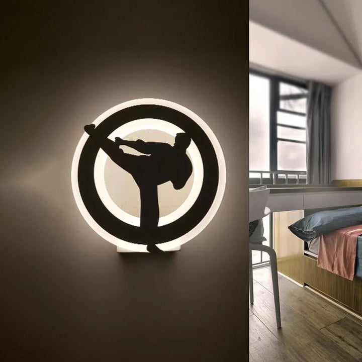 Skørter | Kung Fu Kids Bedroom Wall Light Acrylic Sports Style Wall Lamp in White finish