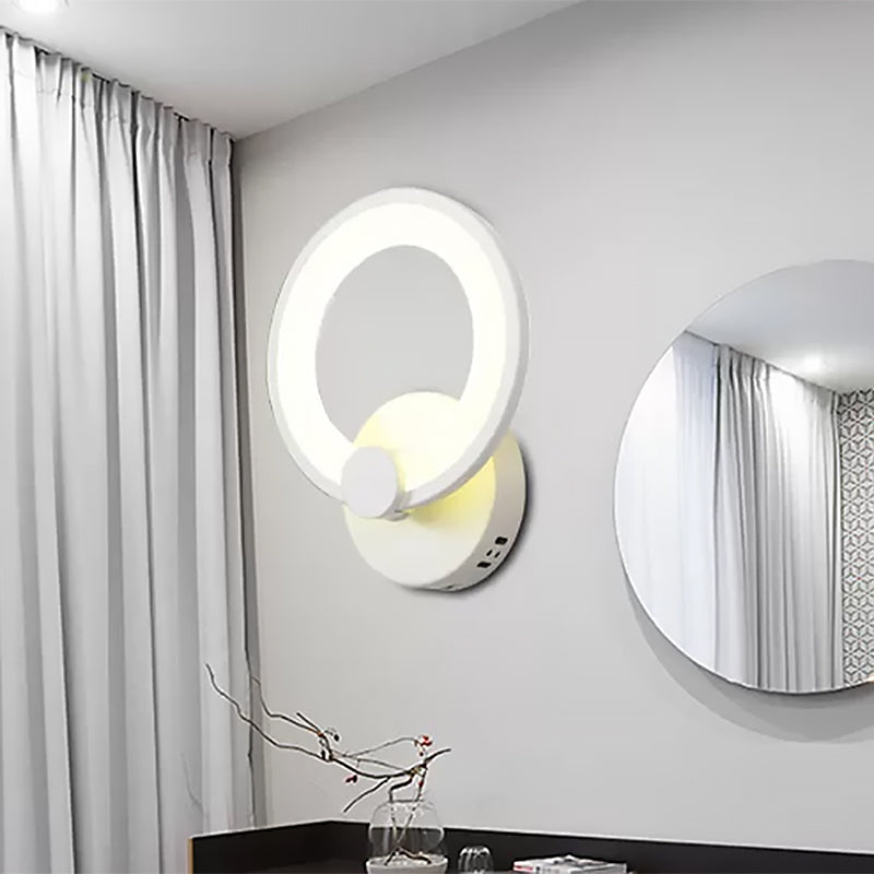 Skørter | Nordic Style White Wall Lamp with Ring Acrylic LED Wall Lamp for Bathroom Hallway