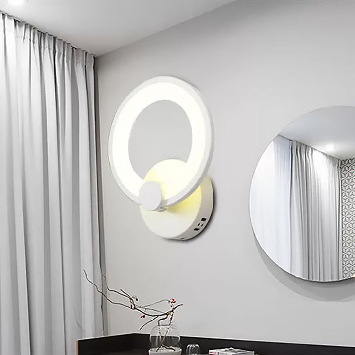 Skørter | Nordic Style White Wall Lamp with Ring Acrylic LED Wall Lamp for Bathroom Hallway