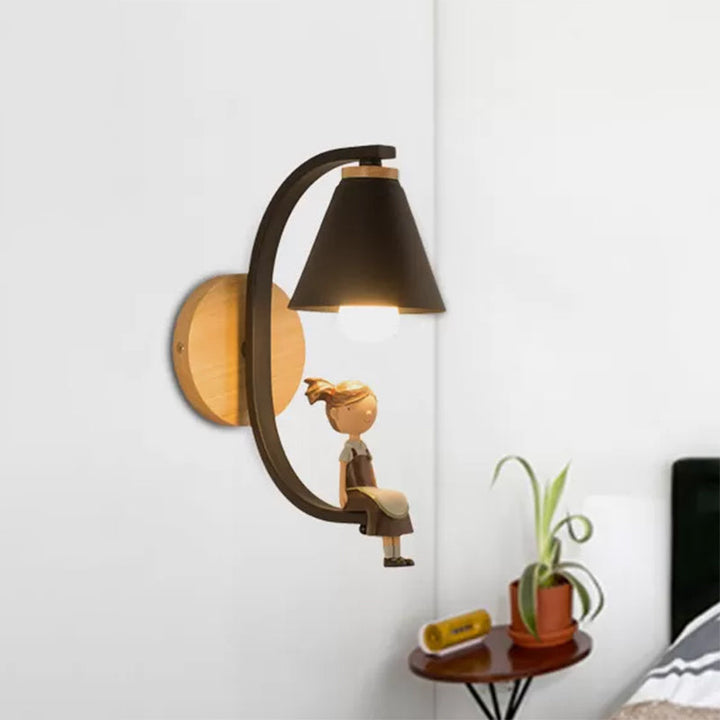 Skørter | 1 Light Funnel Shade Wall Light Nordic Style Metal Wall Lamp for Children's Bedroom Kitchen
