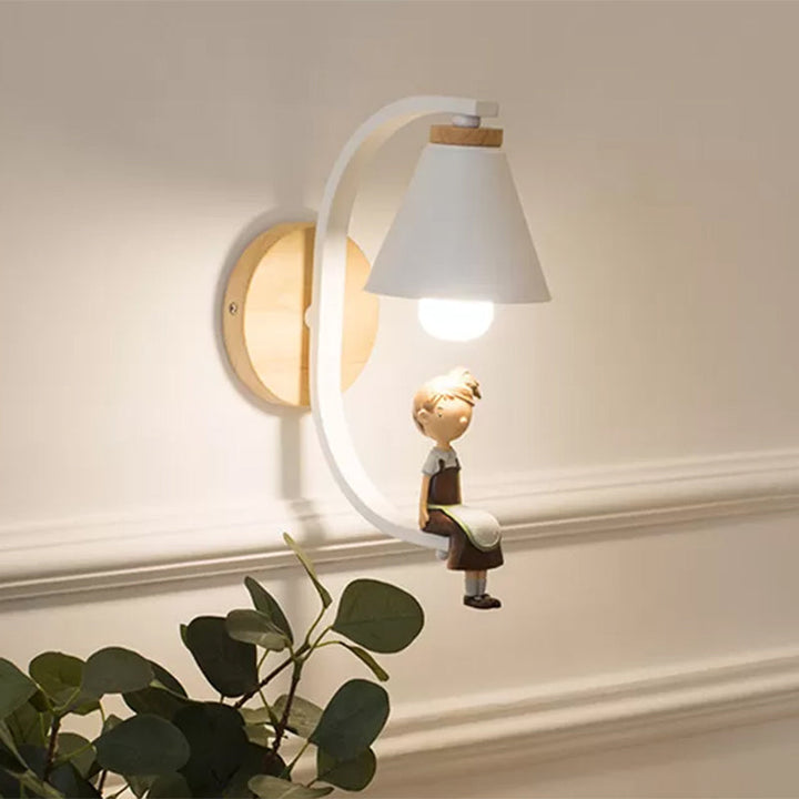 Skørter | 1 Light Funnel Shade Wall Light Nordic Style Metal Wall Lamp for Children's Bedroom Kitchen