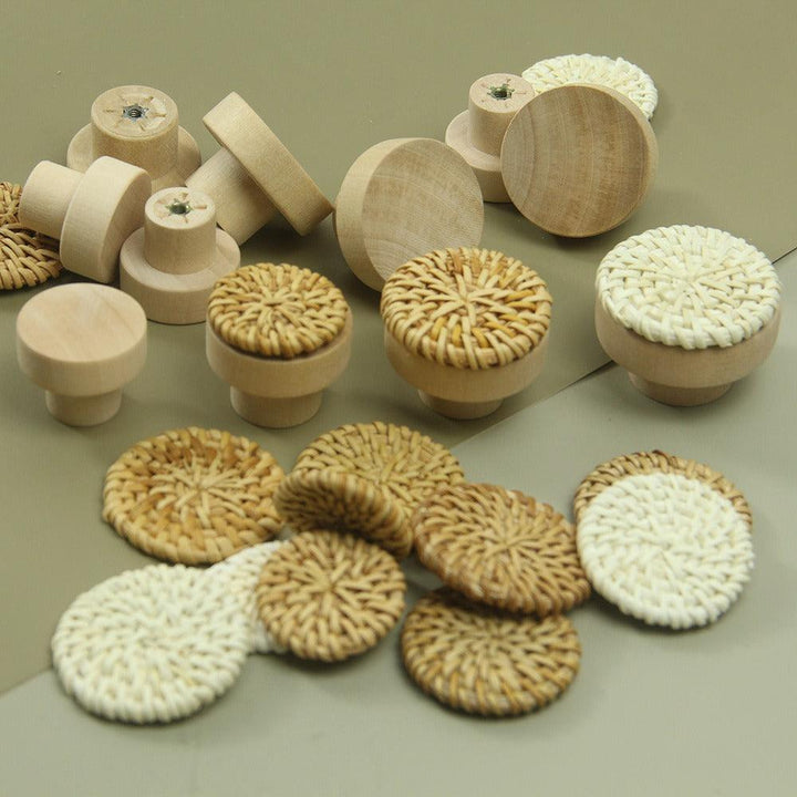 Lisslune | Natural Elegant Handcrafted Rattan Drawer Handles - Circular Artisan Handles for Stylish Home Accessories