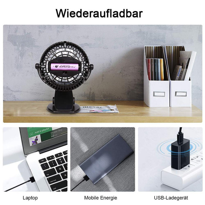 Lisslune | 360 ° Portable & Rechargeable Lithium-Ion Fan