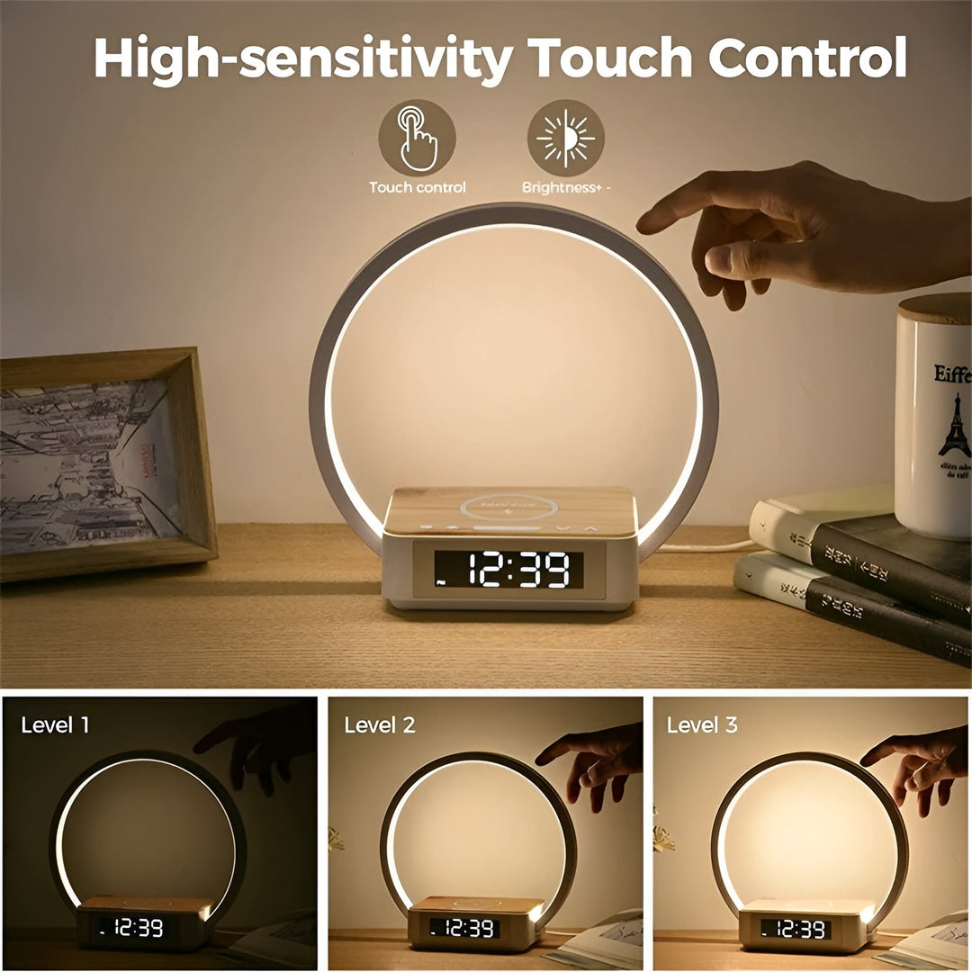 Lisslune | GlowMax 3-in-1 LED Table Lamp – Wireless Charger, Alarm Clock & Touch Control