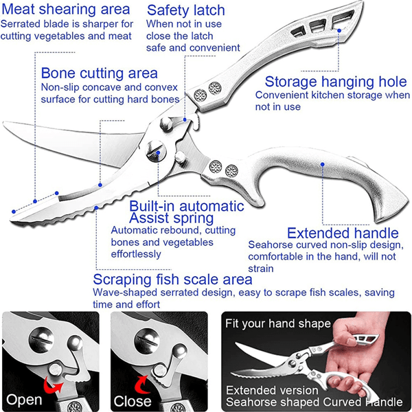 Lisslune | Stainless Steel Bone Cutting Kitchen Scissors