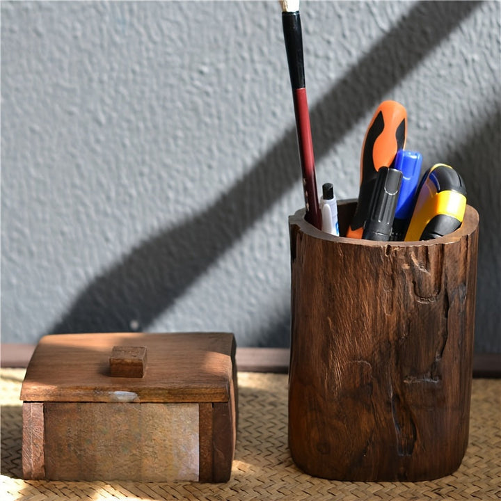 Lisslune | Handmade Wooden Pen Holder – Unique and Natural Look