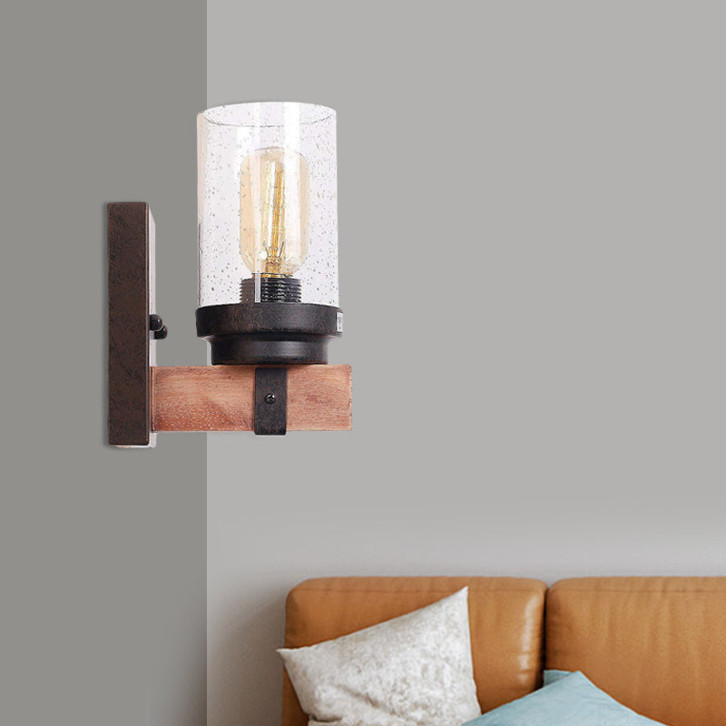 Skørter | 1/2/3 Light Wall Vanity Light with Cylinder Clear Frosted Glass Shade Classic Bathroom Wall Lighting Fixture in Black