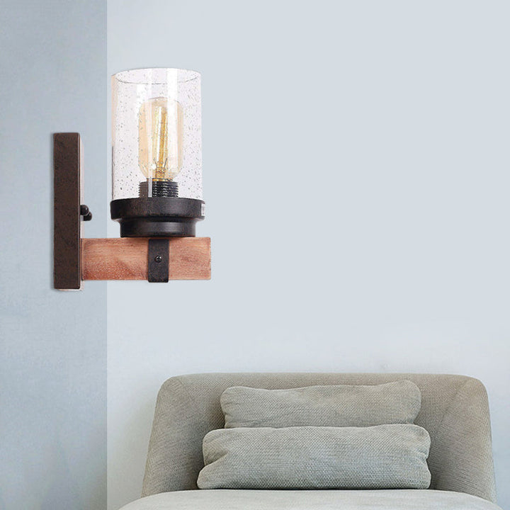 Skørter | 1/2/3 Light Wall Vanity Light with Cylinder Clear Frosted Glass Shade Classic Bathroom Wall Lighting Fixture in Black