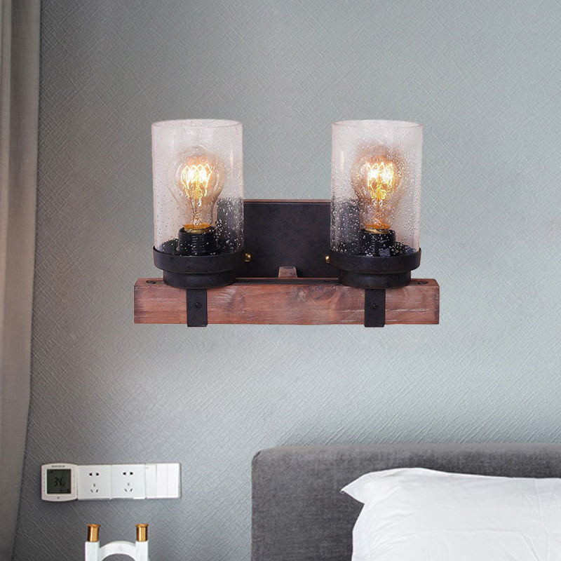 Skørter | 1/2/3 Light Wall Vanity Light with Cylinder Clear Frosted Glass Shade Classic Bathroom Wall Lighting Fixture in Black