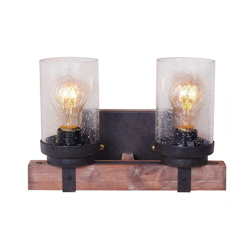Skørter | 1/2/3 Light Wall Vanity Light with Cylinder Clear Frosted Glass Shade Classic Bathroom Wall Lighting Fixture in Black