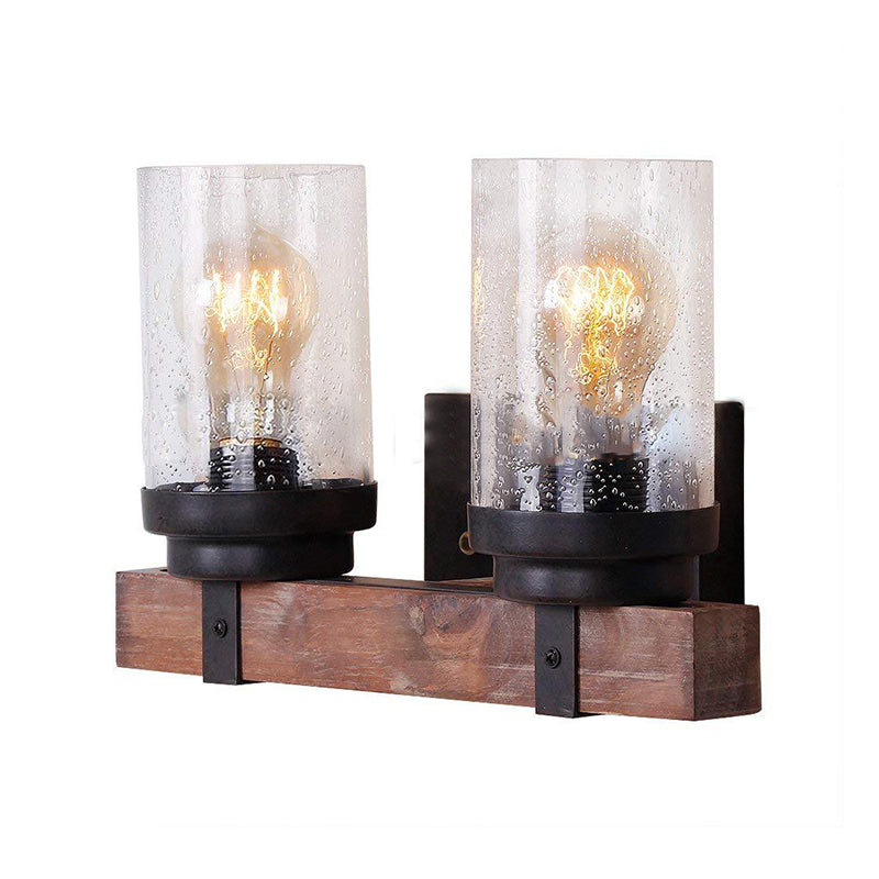 Skørter | 1/2/3 Light Wall Vanity Light with Cylinder Clear Frosted Glass Shade Classic Bathroom Wall Lighting Fixture in Black