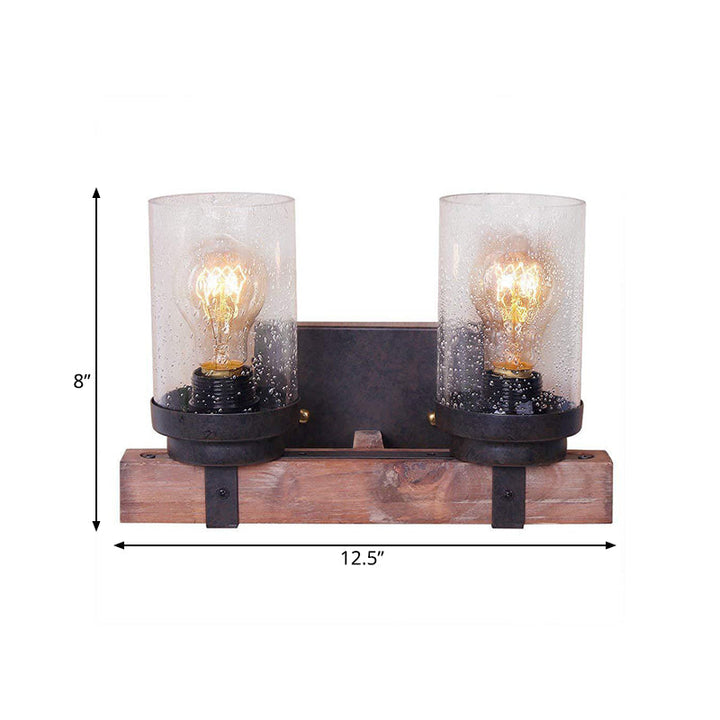 Skørter | 1/2/3 Light Wall Vanity Light with Cylinder Clear Frosted Glass Shade Classic Bathroom Wall Lighting Fixture in Black