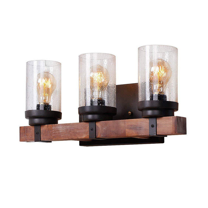 Skørter | 1/2/3 Light Wall Vanity Light with Cylinder Clear Frosted Glass Shade Classic Bathroom Wall Lighting Fixture in Black