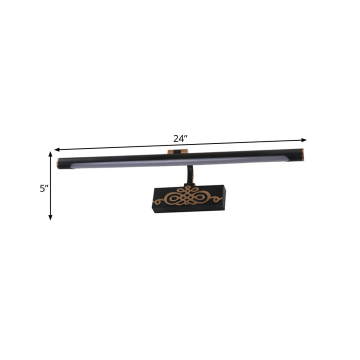 Skørter | Black Extended Vanity Light Fixture Classic Metal LED Bathroom Wall Light Lamp in White/Warm/Natural Light, 16"/20"/24" L