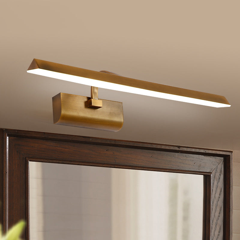 Skørter | LED Linear Vanity Lamp Traditional Brass Metal Wall Light Fixture for Bathroom in White/Warm/Natural Light, 16"/20"/24" L