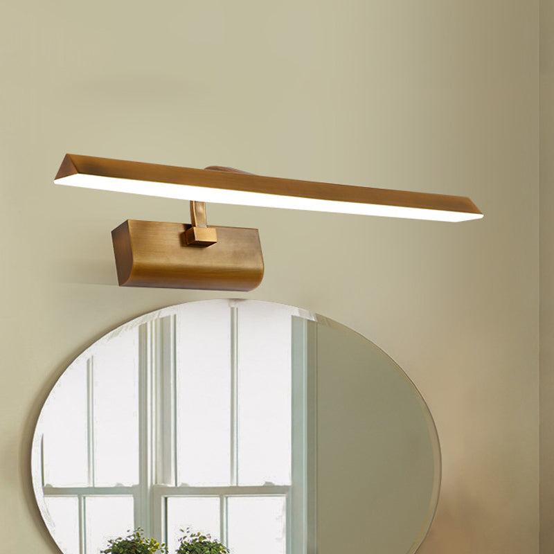 Skørter | LED Linear Vanity Lamp Traditional Brass Metal Wall Light Fixture for Bathroom in White/Warm/Natural Light, 16"/20"/24" L