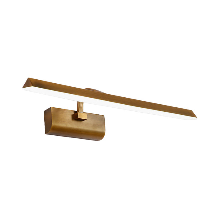 Skørter | LED Linear Vanity Lamp Traditional Brass Metal Wall Light Fixture for Bathroom in White/Warm/Natural Light, 16"/20"/24" L