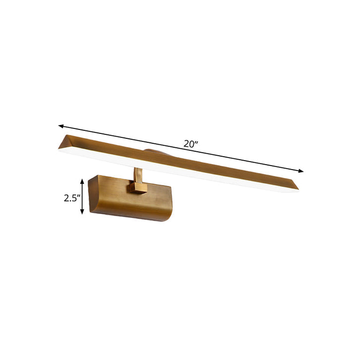 Skørter | LED Linear Vanity Lamp Traditional Brass Metal Wall Light Fixture for Bathroom in White/Warm/Natural Light, 16"/20"/24" L