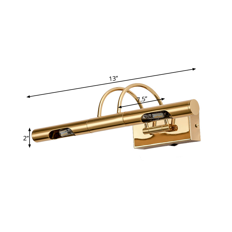 Skørter | LED Metal Vanity Lamp Classic Gold Swing Arm Bathroom Wall Light Fixture in White/Warm/Natural Light