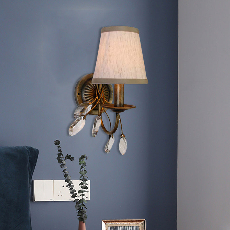 Skørter | Tapered Bathroom Vanity Light Fixture Vintage Fabric 1/2/3 Lights Brown Wall Mount Light