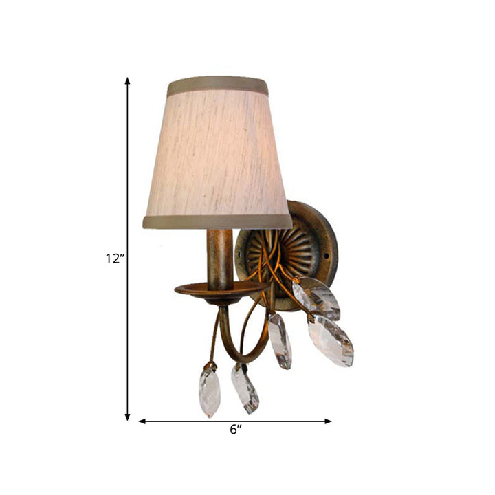 Skørter | Tapered Bathroom Vanity Light Fixture Vintage Fabric 1/2/3 Lights Brown Wall Mount Light