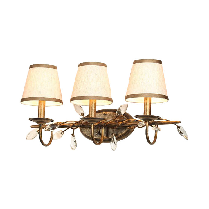 Skørter | Tapered Bathroom Vanity Light Fixture Vintage Fabric 1/2/3 Lights Brown Wall Mount Light