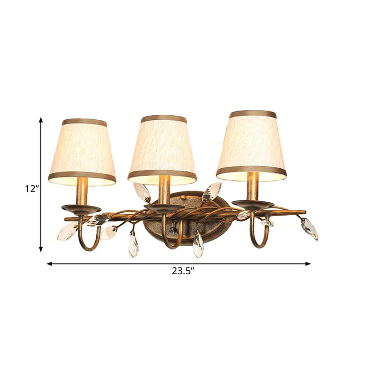 Skørter | Tapered Bathroom Vanity Light Fixture Vintage Fabric 1/2/3 Lights Brown Wall Mount Light