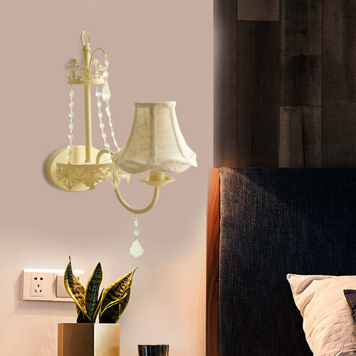 Skørter | White 1 light wall-mounted light vintage crystal strand curved arm wall lamp with shade/without shade