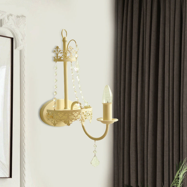 Skørter | White 1 light wall-mounted light vintage crystal strand curved arm wall lamp with shade/without shade