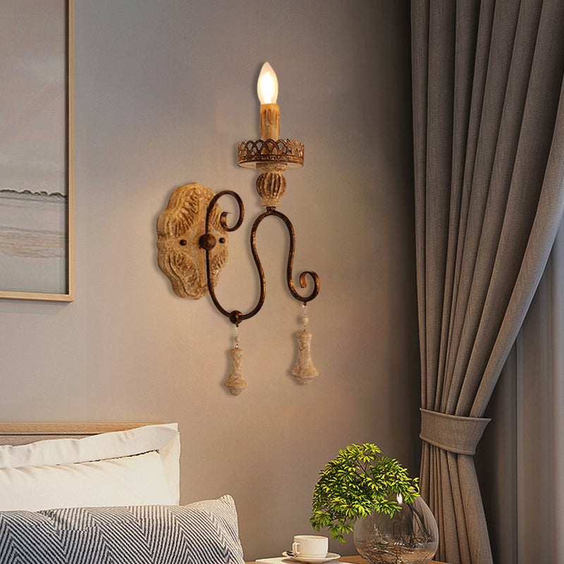 Skørter | Twisted Arm Bedroom Wall Lamp Rustic Iron 1/2 Light Chipped White Wall Mounted Lamp