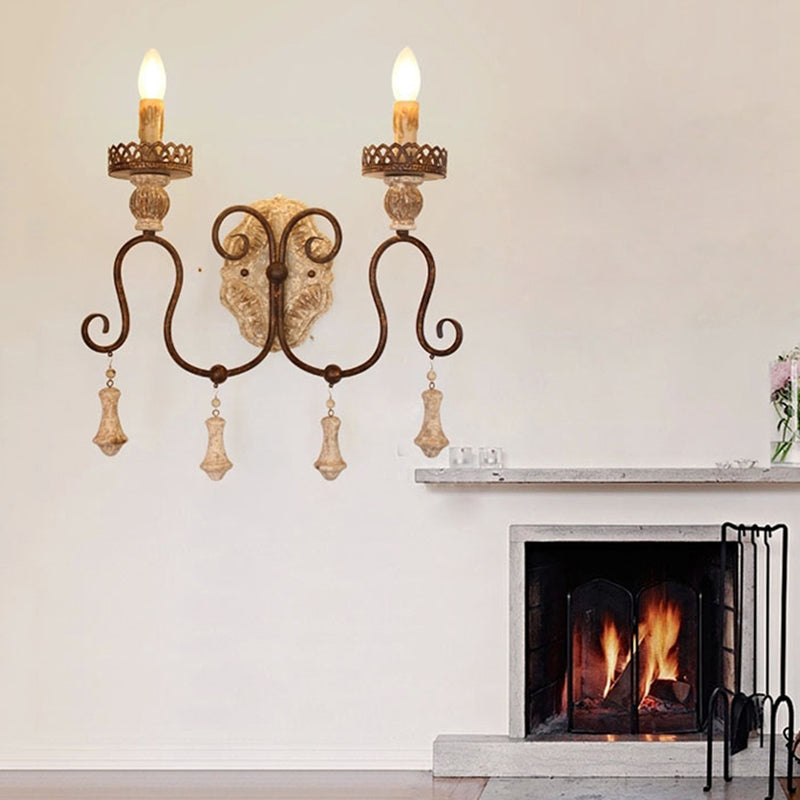 Skørter | Twisted Arm Bedroom Wall Lamp Rustic Iron 1/2 Light Chipped White Wall Mounted Lamp