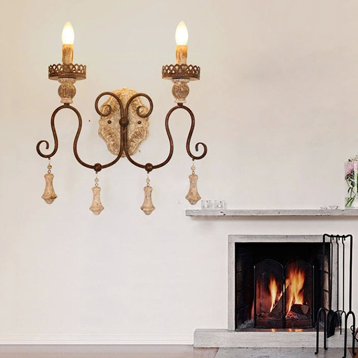 Skørter | Twisted Arm Bedroom Wall Lamp Rustic Iron 1/2 Light Chipped White Wall Mounted Lamp