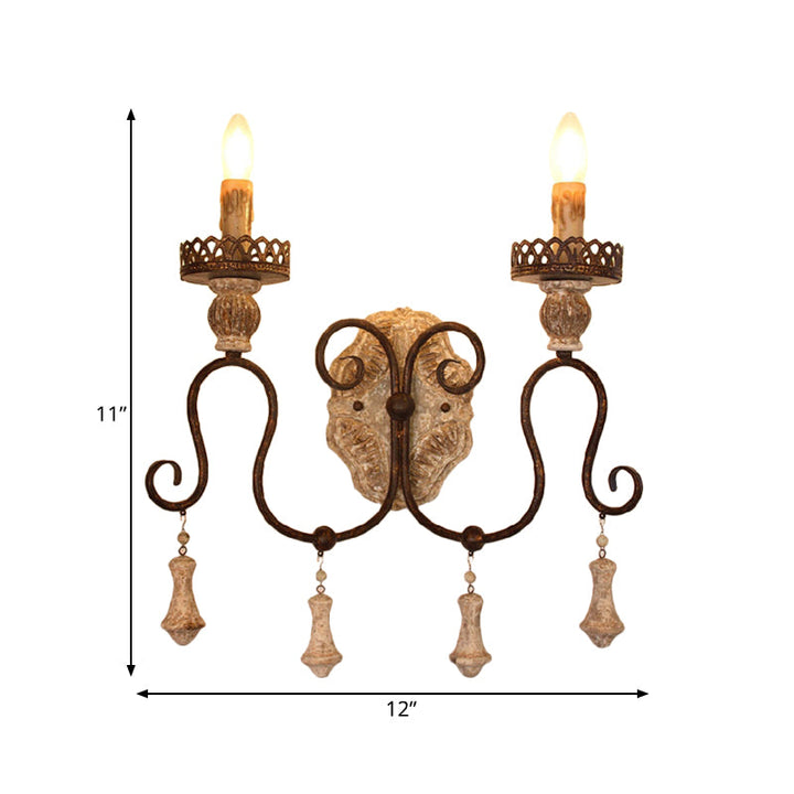 Skørter | Twisted Arm Bedroom Wall Lamp Rustic Iron 1/2 Light Chipped White Wall Mounted Lamp