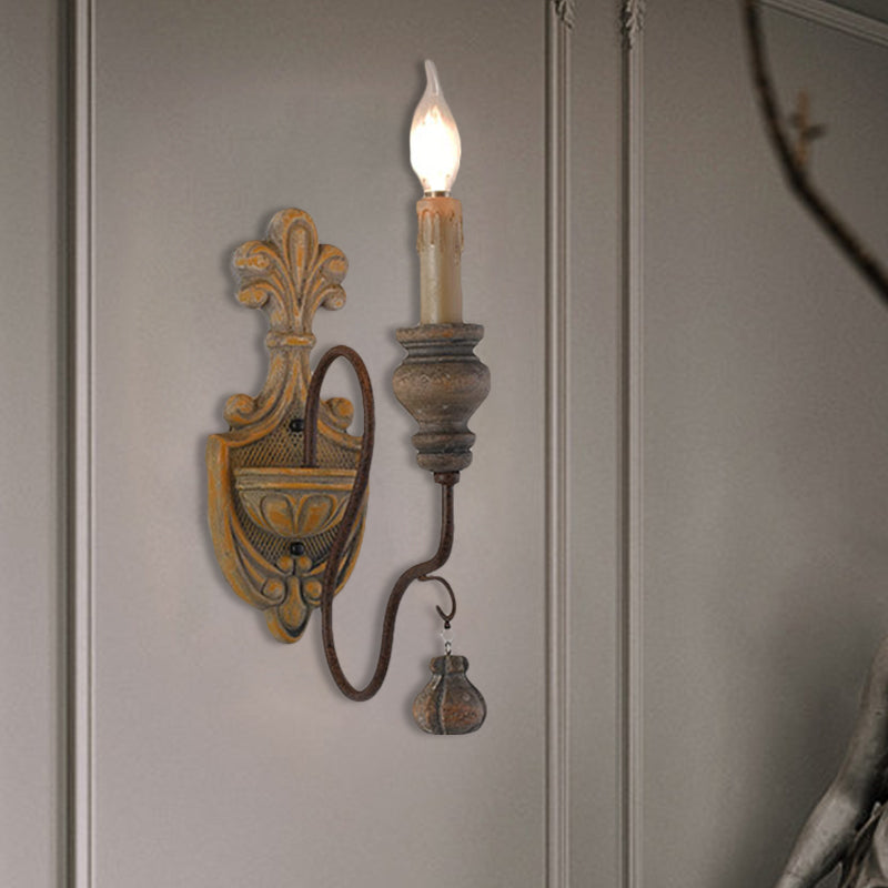 Skørter | Wild wood curved arm wall lamp Vintage metal 1/2 lights dining room wall light