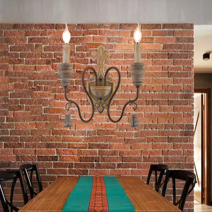 Skørter | Wild wood curved arm wall lamp Vintage metal 1/2 lights dining room wall light