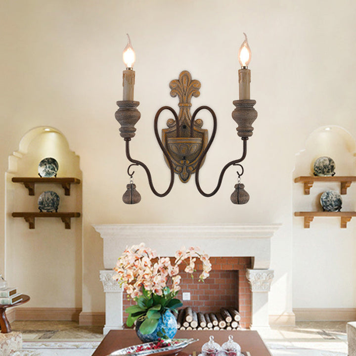 Skørter | Wild wood curved arm wall lamp Vintage metal 1/2 lights dining room wall light