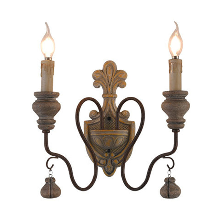 Skørter | Wild wood curved arm wall lamp Vintage metal 1/2 lights dining room wall light