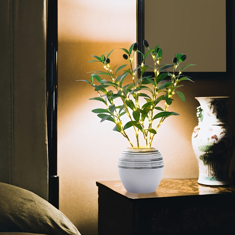 Lisslune | Illuminated Olive Tree LED Lamp – Modern Decor for Festive Occasions, Weddings, Birthdays, and Party Atmosphere, Ideal for Dining Table, Cabinet, or Café Decor