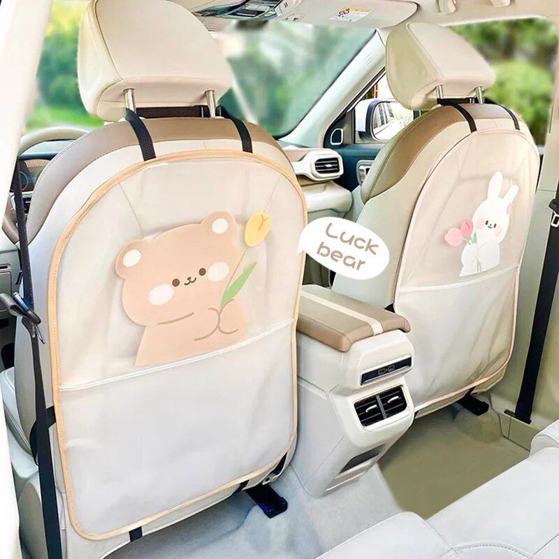 Lisslune | Sweet Bear & Rabbit Cartoon Car Seat Kick Mat